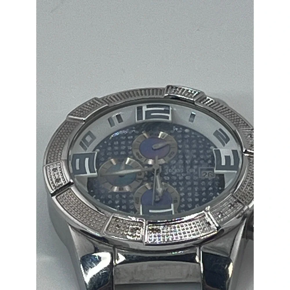 Techno Com KC Mens Chronograph‎ Watch Stainless Steel Rhinestone Accents NO BAND